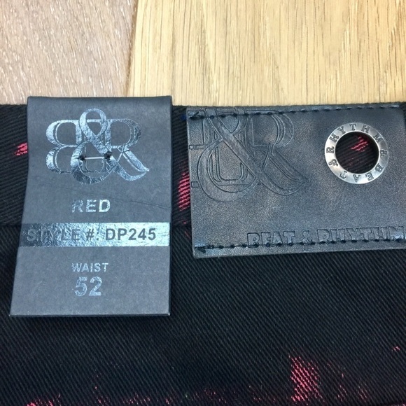 Beat & Rhythm Distressed Black & Red Jean Shorts - Picture 6 of 6